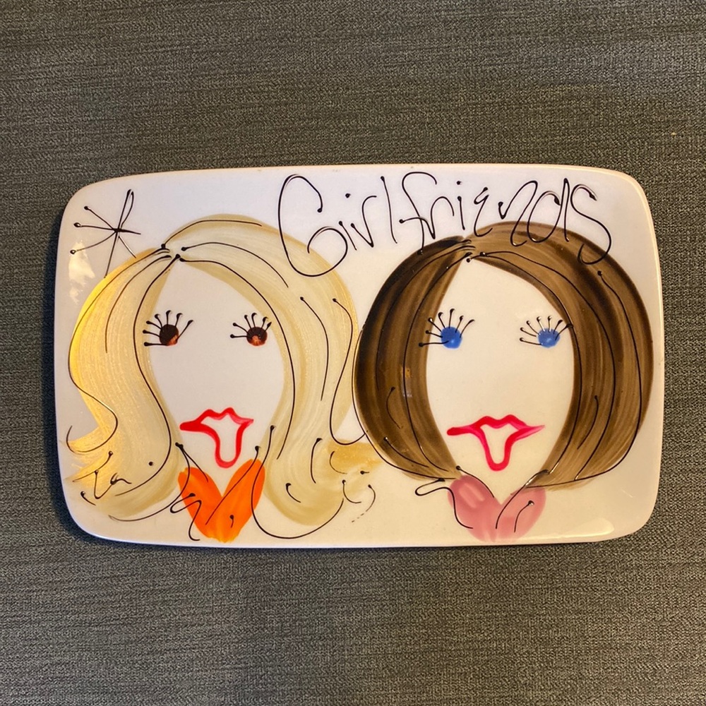 Adorable “Girlfriends” tray. Measures.  9.5” x 6” x 1”